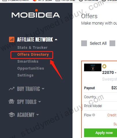 how to pick offer on mobidea