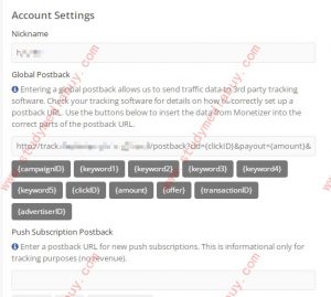 how to set postback url on monetizer