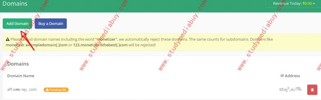 how to set domain on monetizer