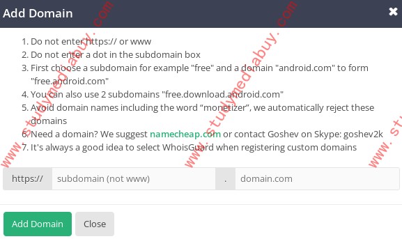 how to set domain on monetizer