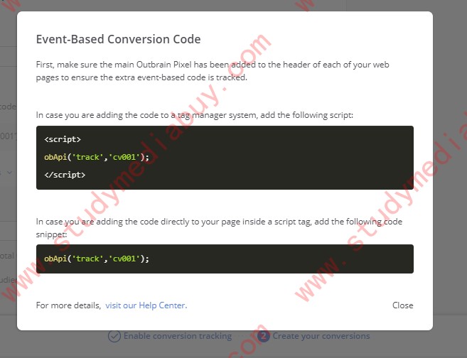 How to create a conversion on Outbrain