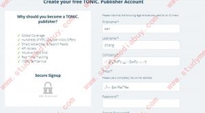 search feed arbitrage tutorial:how to sign up tonic